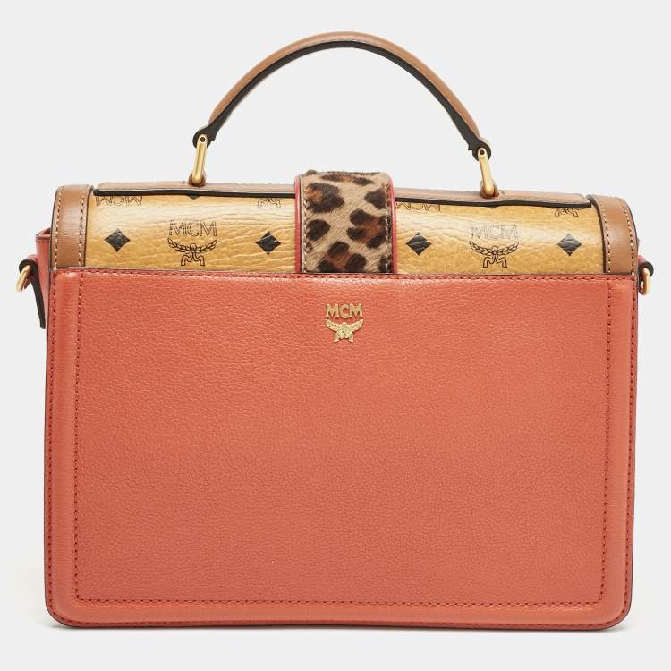 Pre Owned MCM Multicolor Visetos Coated Canvas, Calfhair and Leather Little Veronika Top Handle Bag