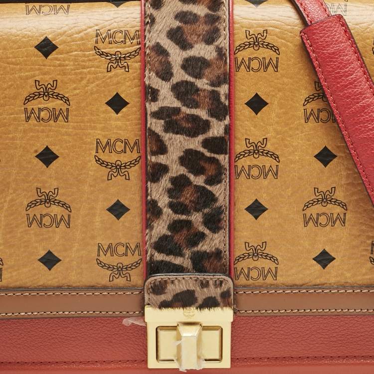 Pre Owned MCM Multicolor Visetos Coated Canvas, Calfhair and Leather Little Veronika Top Handle Bag