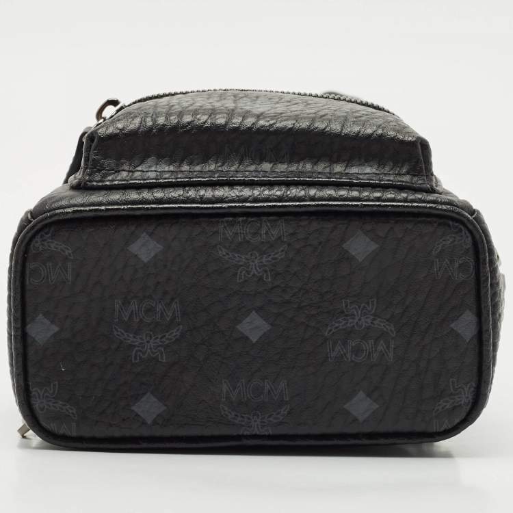 Pre Owned MCM Black Visetos Coated Canvas Mini Side Studs Stark Bebe Boo Backpack