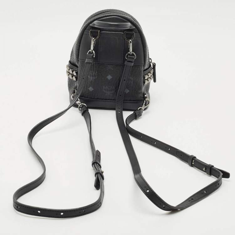 Pre Owned MCM Black Visetos Coated Canvas Mini Side Studs Stark Bebe Boo Backpack