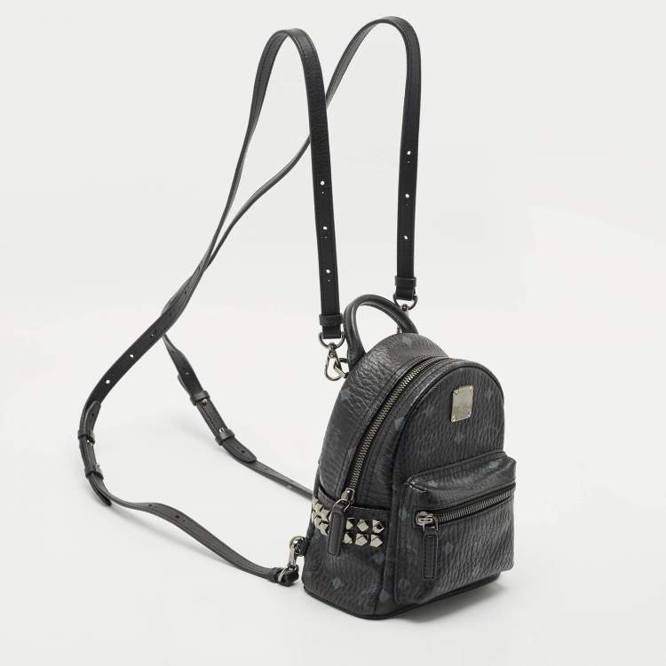 Pre Owned MCM Black Visetos Coated Canvas Mini Side Studs Stark Bebe Boo Backpack