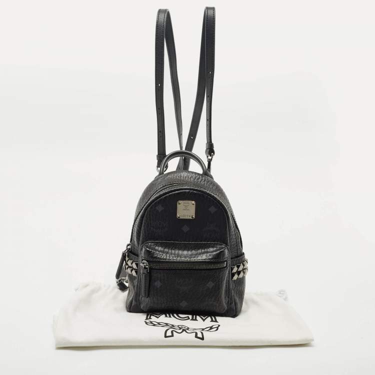Pre Owned MCM Black Visetos Coated Canvas Mini Side Studs Stark Bebe Boo Backpack