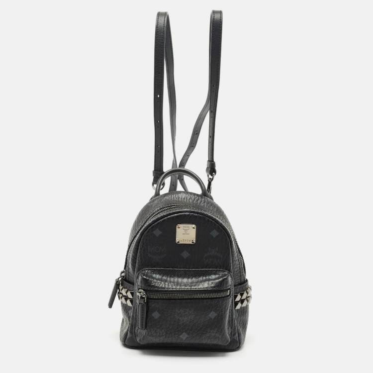 Pre Owned MCM Black Visetos Coated Canvas Mini Side Studs Stark Bebe Boo Backpack