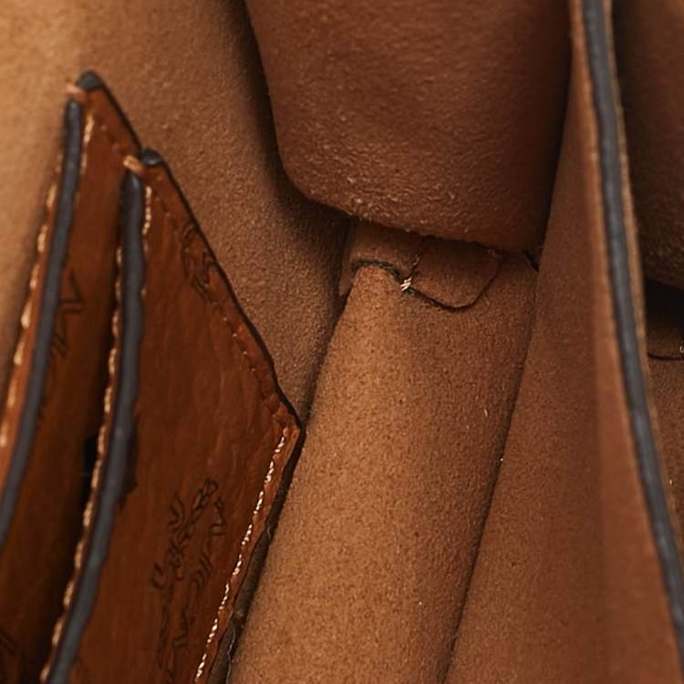 Pre Owned MCM Cognac Visetos Coated Canvas and Leather Rabbit Crossbody Bag
