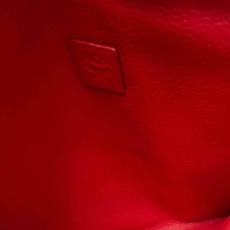 Pre Owned MCM Red Visetos Faux Leather Envelope Pouch
