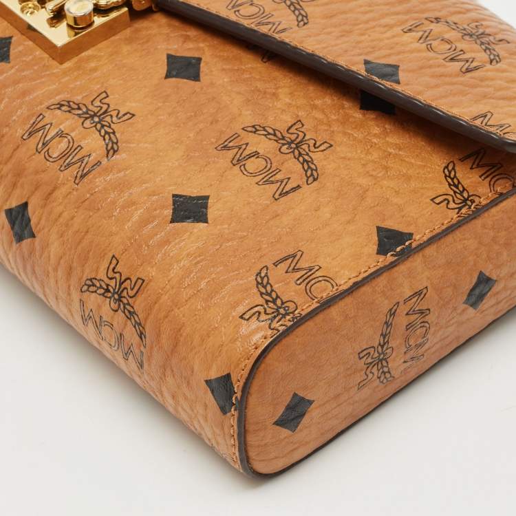 Pre Owned MCM Cognac Visetos Coated Canvas Patricia Chain Clutch