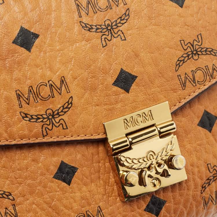 Pre Owned MCM Cognac Visetos Coated Canvas Patricia Chain Clutch