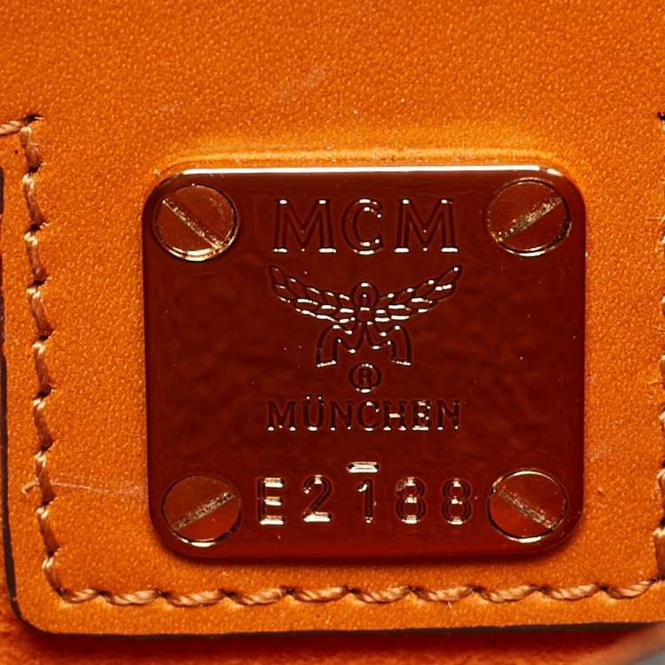 Pre Owned MCM Cognac Visetos Coated Canvas and Leather Patricia Crossbody Bag