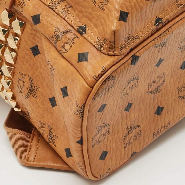 Pre Owned MCM Tan Cognac Visetos Coated Canvas and Leather Medium Stark Backpack