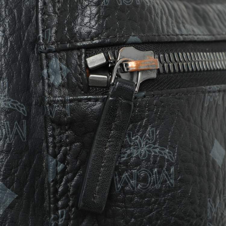 Pre Owned MCM Black Visetos Coated Canvas Small Stark Studded Backpack