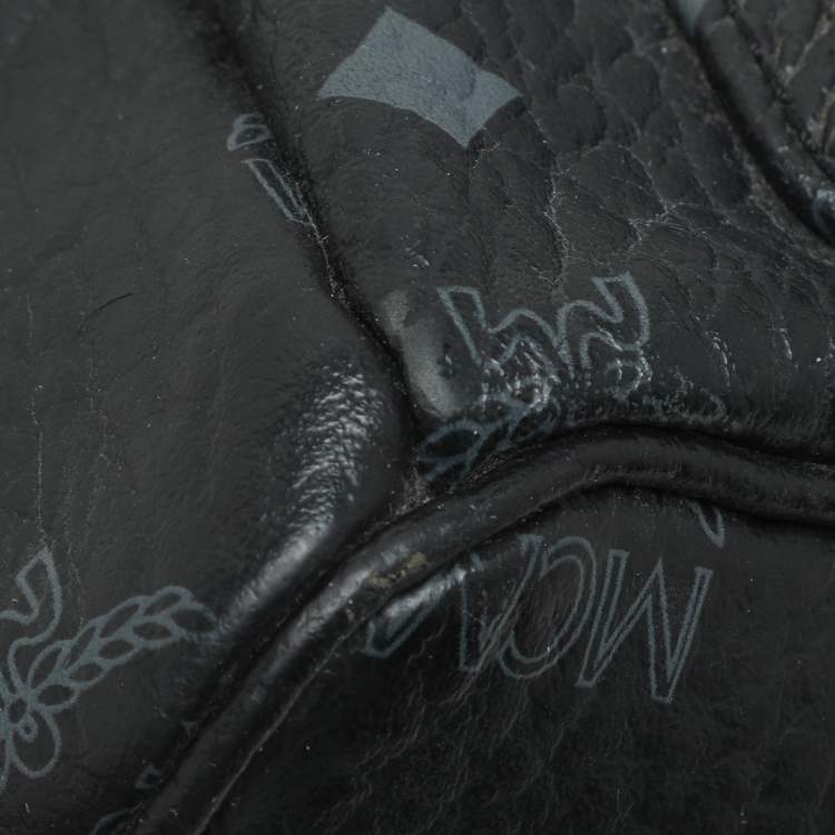 Pre Owned MCM Black Visetos Coated Canvas Small Stark Studded Backpack