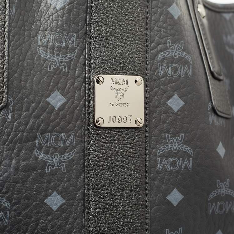 Pre Owned MCM Black Visetos Coated Canvas and Leather Medium Liz Reversible Shopper Tote