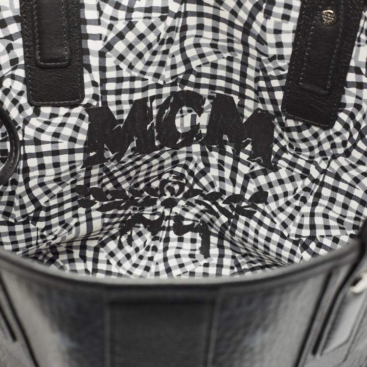 Pre Owned MCM Black Visetos Coated Canvas and Leather Medium Liz Reversible Shopper Tote