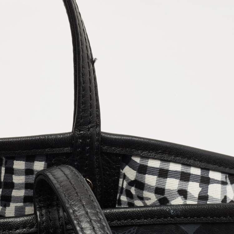 Pre Owned MCM Black Visetos Coated Canvas and Leather Medium Liz Reversible Shopper Tote