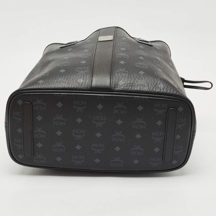Pre Owned MCM Black Visetos Coated Canvas and Leather Medium Liz Reversible Shopper Tote