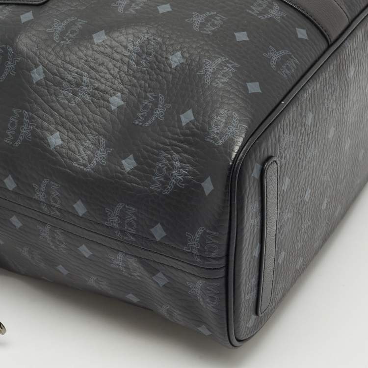 Pre Owned MCM Black Visetos Coated Canvas and Leather Medium Liz Reversible Shopper Tote