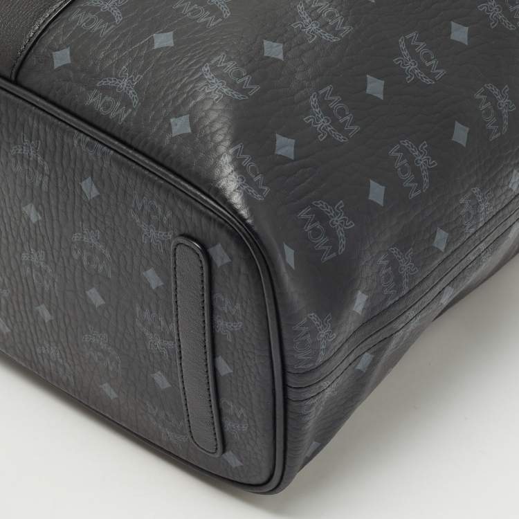 Pre Owned MCM Black Visetos Coated Canvas and Leather Medium Liz Reversible Shopper Tote