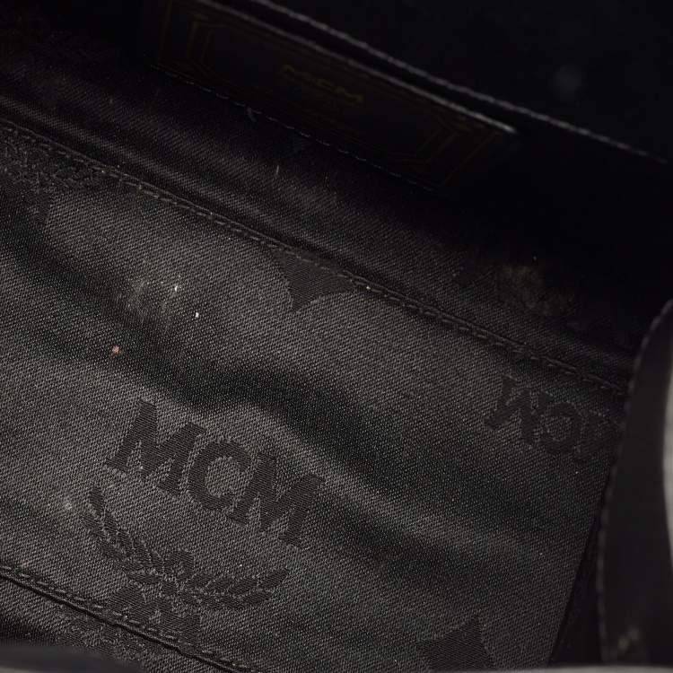 Pre Owned MCM Black Visetos Coated Canvas and Leather Mini Heritage Top Handle Bag