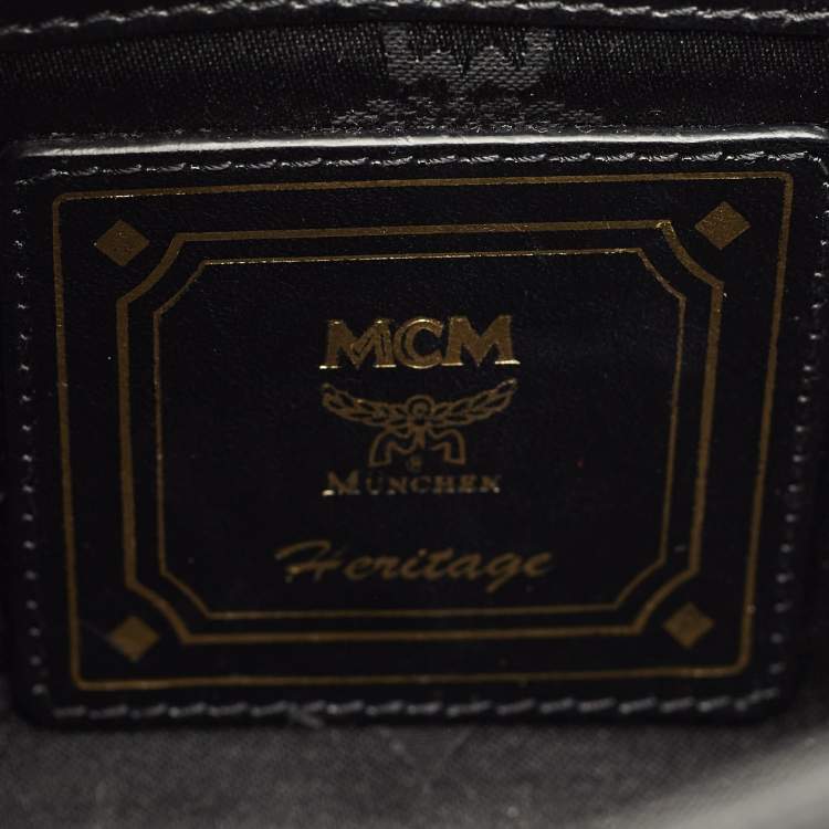 Pre Owned MCM Black Visetos Coated Canvas and Leather Mini Heritage Top Handle Bag