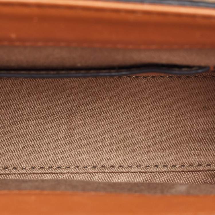 Pre Owned MCM Tan Visetos Coated Canvas and Leather Berlin Convertible Box Bag