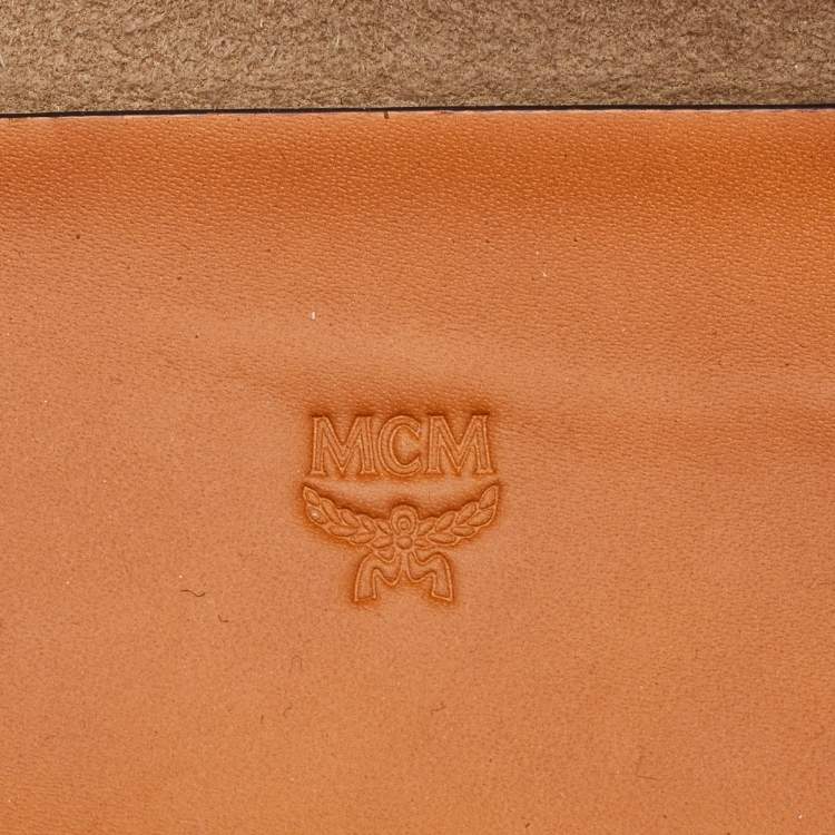 Pre Owned MCM Tan Visetos Coated Canvas and Leather Berlin Convertible Box Bag