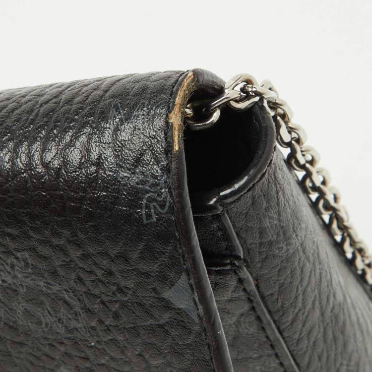 Pre Owned MCM Black Visetos Coated Canvas Patricia Flap Shoulder Bag