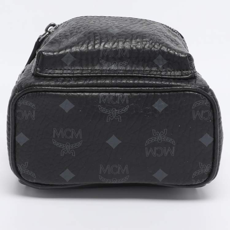 Pre Owned MCM Black Visetos Coated Canvas Mini Studded Stark-Bebe Boo Backpack