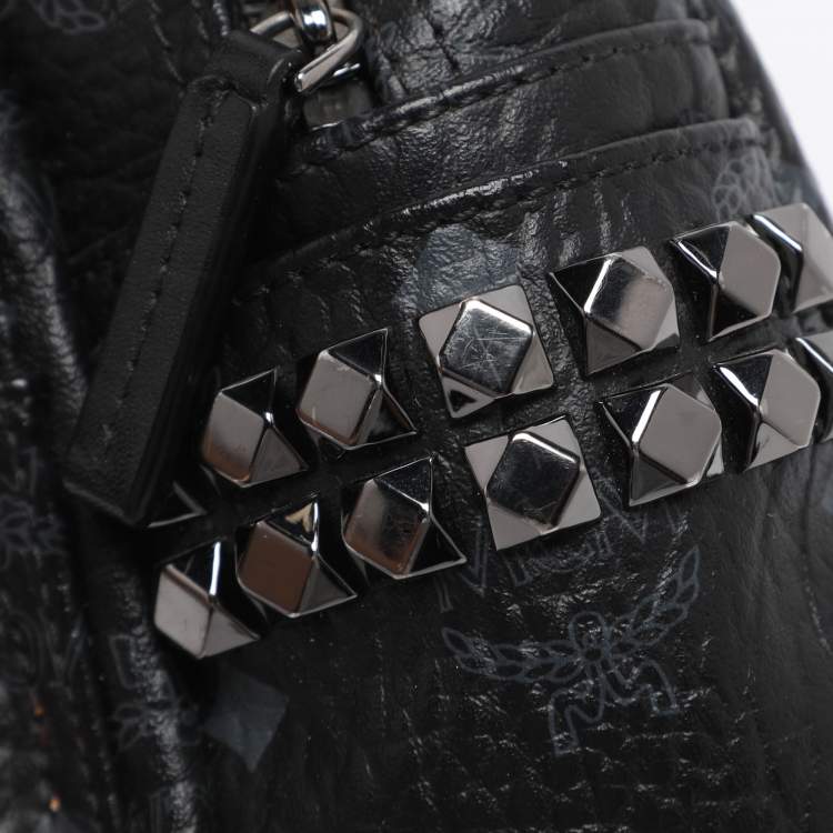 Pre Owned MCM Black Visetos Coated Canvas Mini Studded Stark-Bebe Boo Backpack