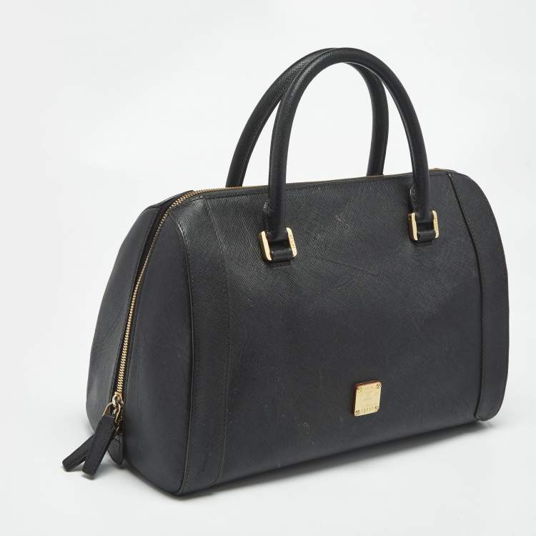 Pre Owned MCM Black Leather Nuovo Satchel