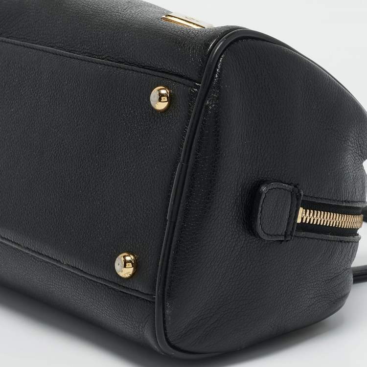 Pre Owned MCM Black Leather Small Zip Satchel