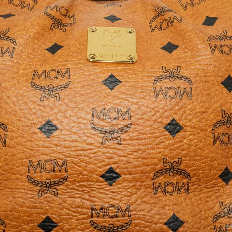 Pre Owned MCM Cognac Visetos Coated Canvas and Leather Hobo