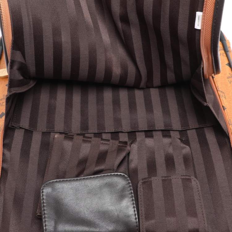 Pre Owned MCM Cognac Visetos Coated Canvas Traveler Cabin Trolley