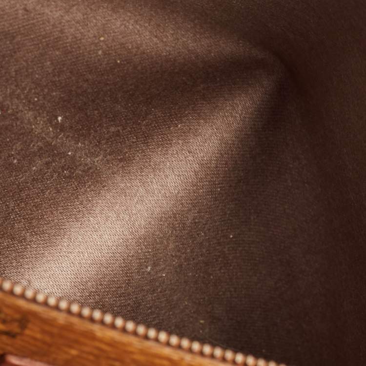 Pre Owned MCM Cognac Visetos Coated Canvas Top Zip Tote 