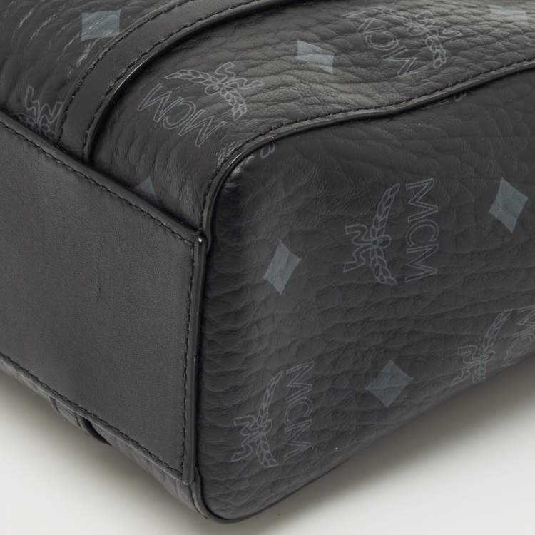 مملوكة مسبقًا MCM Black Visetos Coated Canvas and Leather Mini Toni Tote