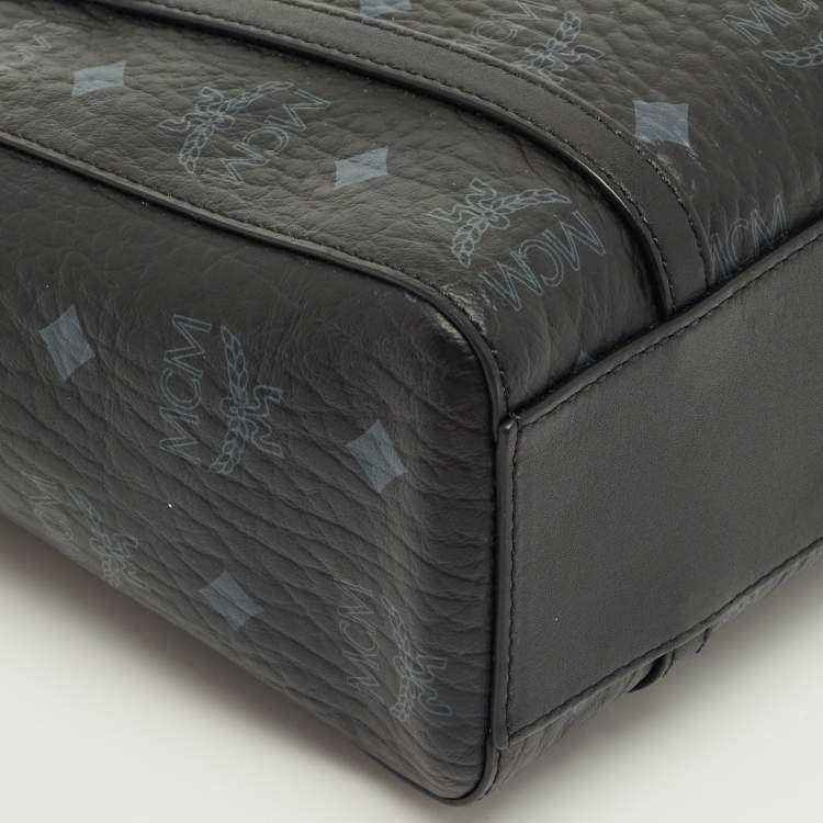 مملوكة مسبقًا MCM Black Visetos Coated Canvas and Leather Mini Toni Tote