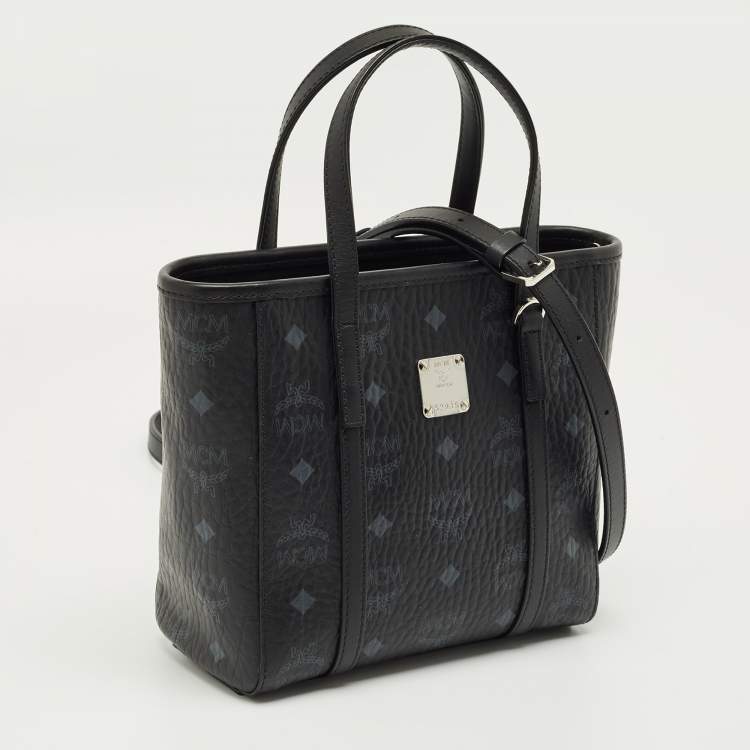 مملوكة مسبقًا MCM Black Visetos Coated Canvas and Leather Mini Toni Tote
