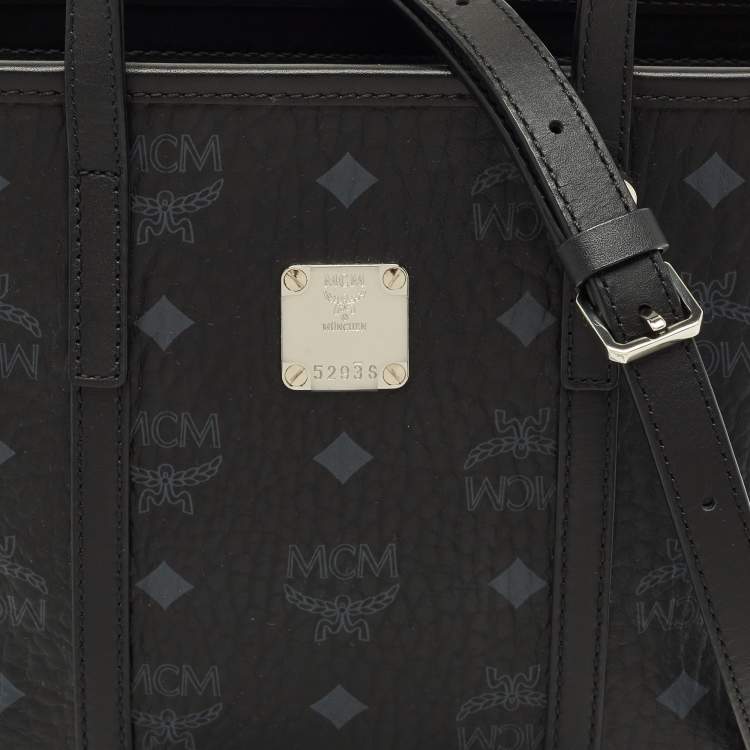 مملوكة مسبقًا MCM Black Visetos Coated Canvas and Leather Mini Toni Tote