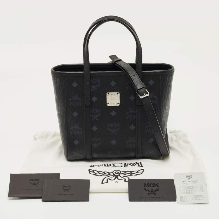 مملوكة مسبقًا MCM Black Visetos Coated Canvas and Leather Mini Toni Tote
