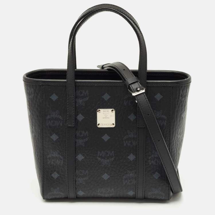 مملوكة مسبقًا MCM Black Visetos Coated Canvas and Leather Mini Toni Tote