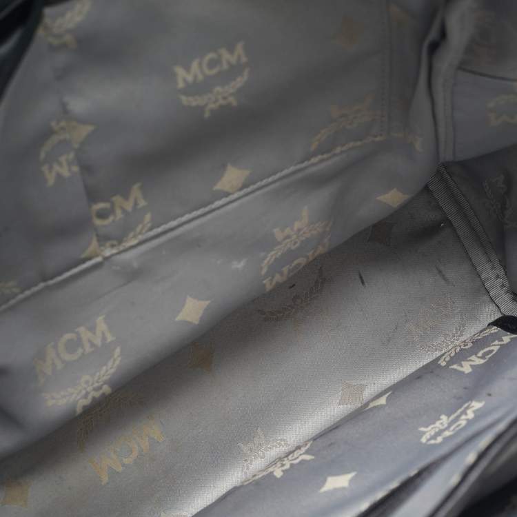 Pre Owned MCM White/Black Visetos Coated Canvas Large Studded Stark Backpack  