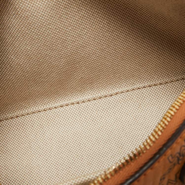 Pre Owned MCM Cognac Visetos Coated Canvas Mini Essential Boston Bag