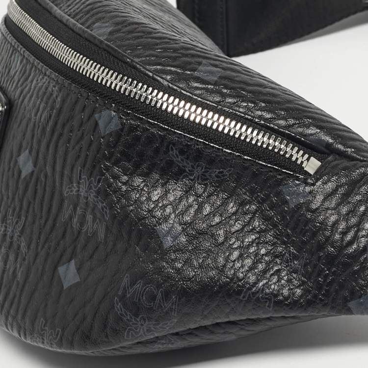 Pre Owned MCM Black Visetos Coated Canvas Fursten Belt Bag