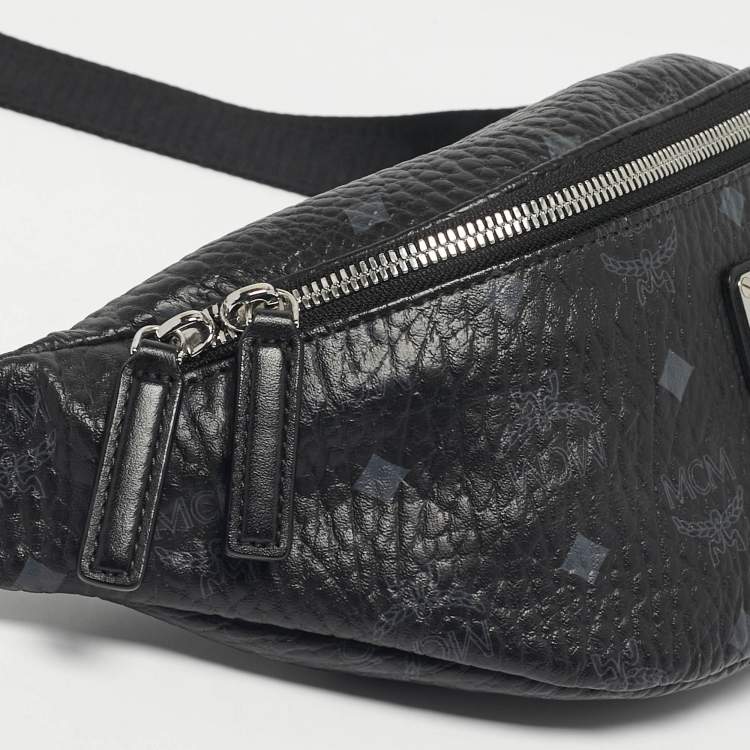 Pre Owned MCM Black Visetos Coated Canvas Fursten Belt Bag