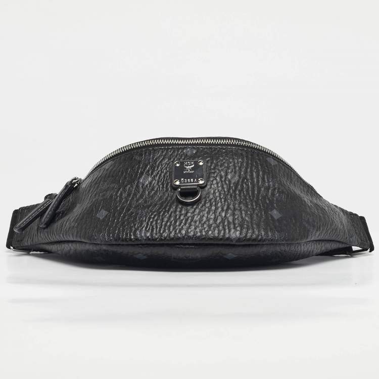 Pre Owned MCM Black Visetos Coated Canvas Fursten Belt Bag