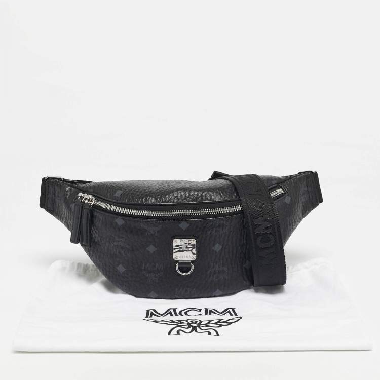 Pre Owned MCM Black Visetos Coated Canvas Fursten Belt Bag
