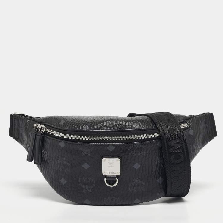 Pre Owned MCM Black Visetos Coated Canvas Fursten Belt Bag