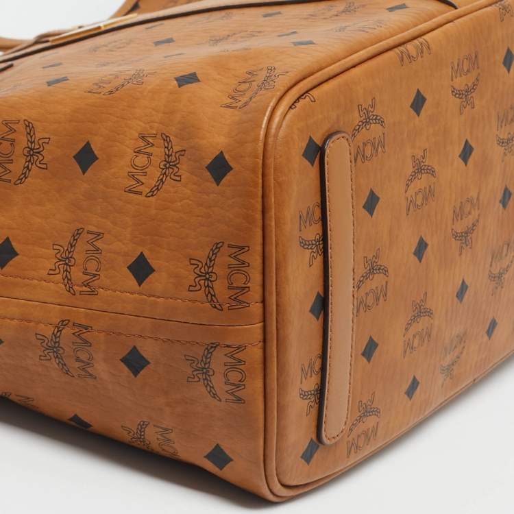 Pre Owned MCM Tan Visetos Coated Canvas Liz Reversible Tote