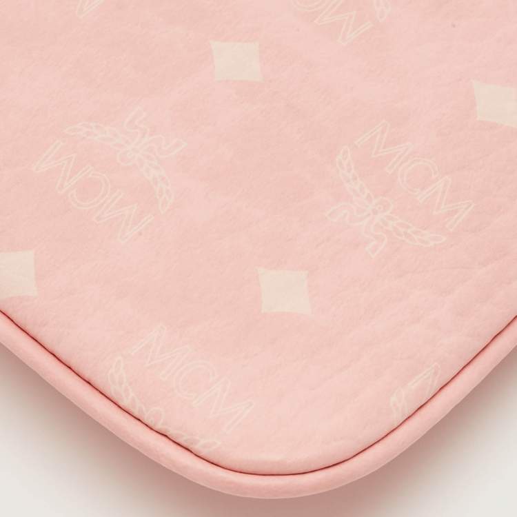Pre Owned MCM Pink Visetos Coated Canvas Liz Pouch