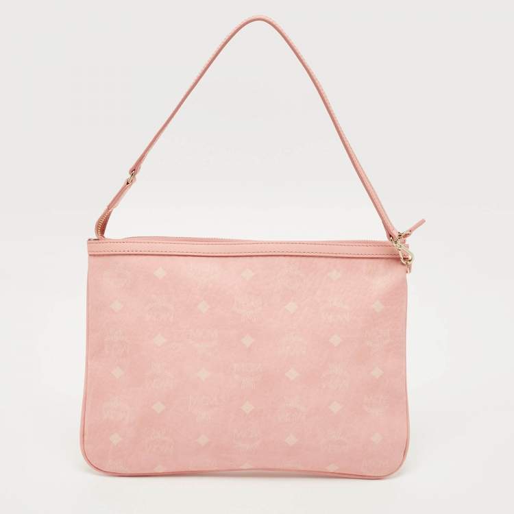 Pre Owned MCM Pink Visetos Coated Canvas Liz Pouch