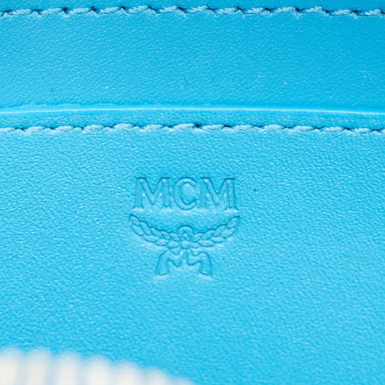 Pre Owned MCM Blue/White Visetos Coated Canvas and Leather Mini Stark Backpack